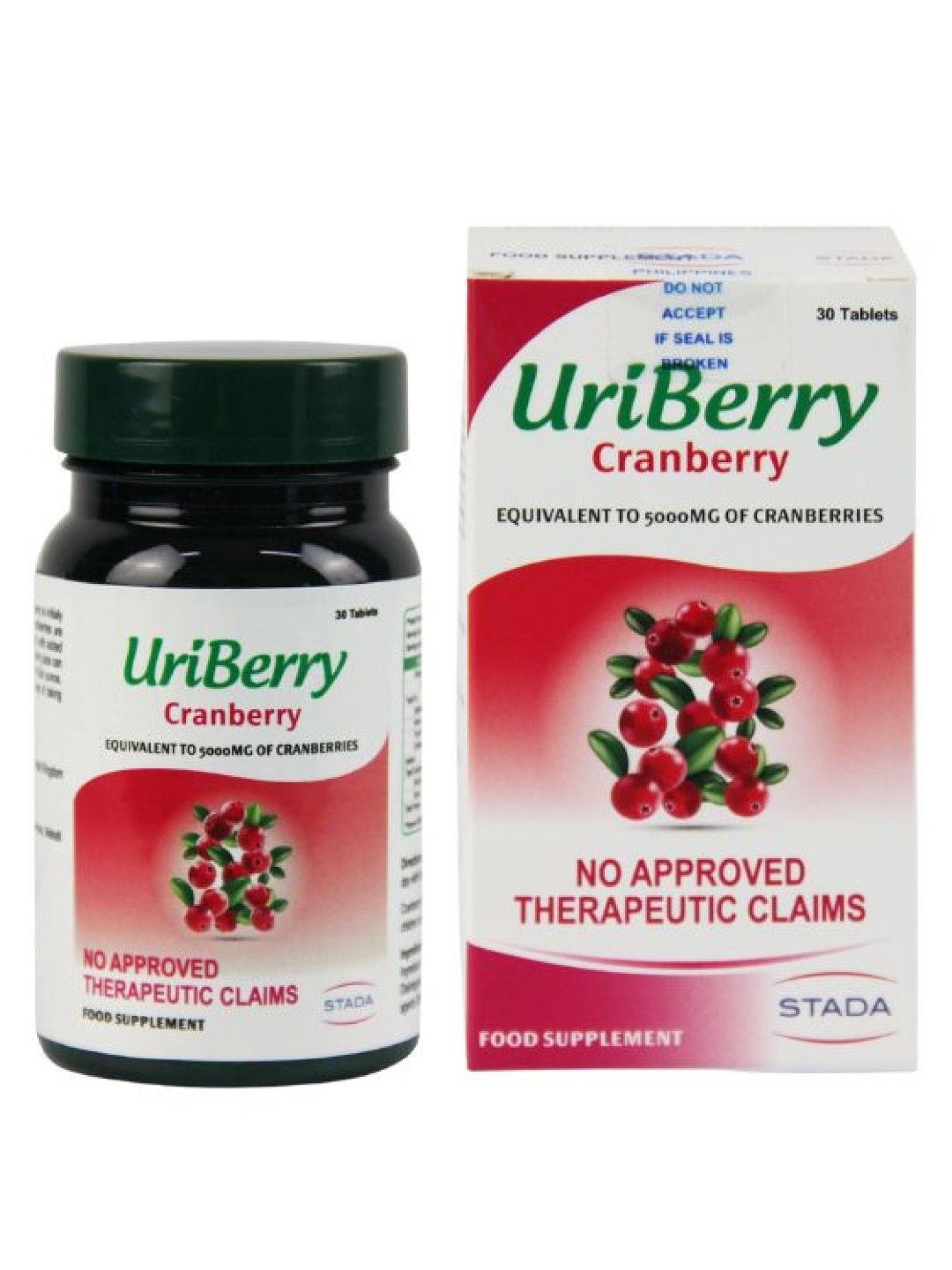 STADA Uriberry Cranberry Food Supplement 30 Tablets (No Color- Image 1)