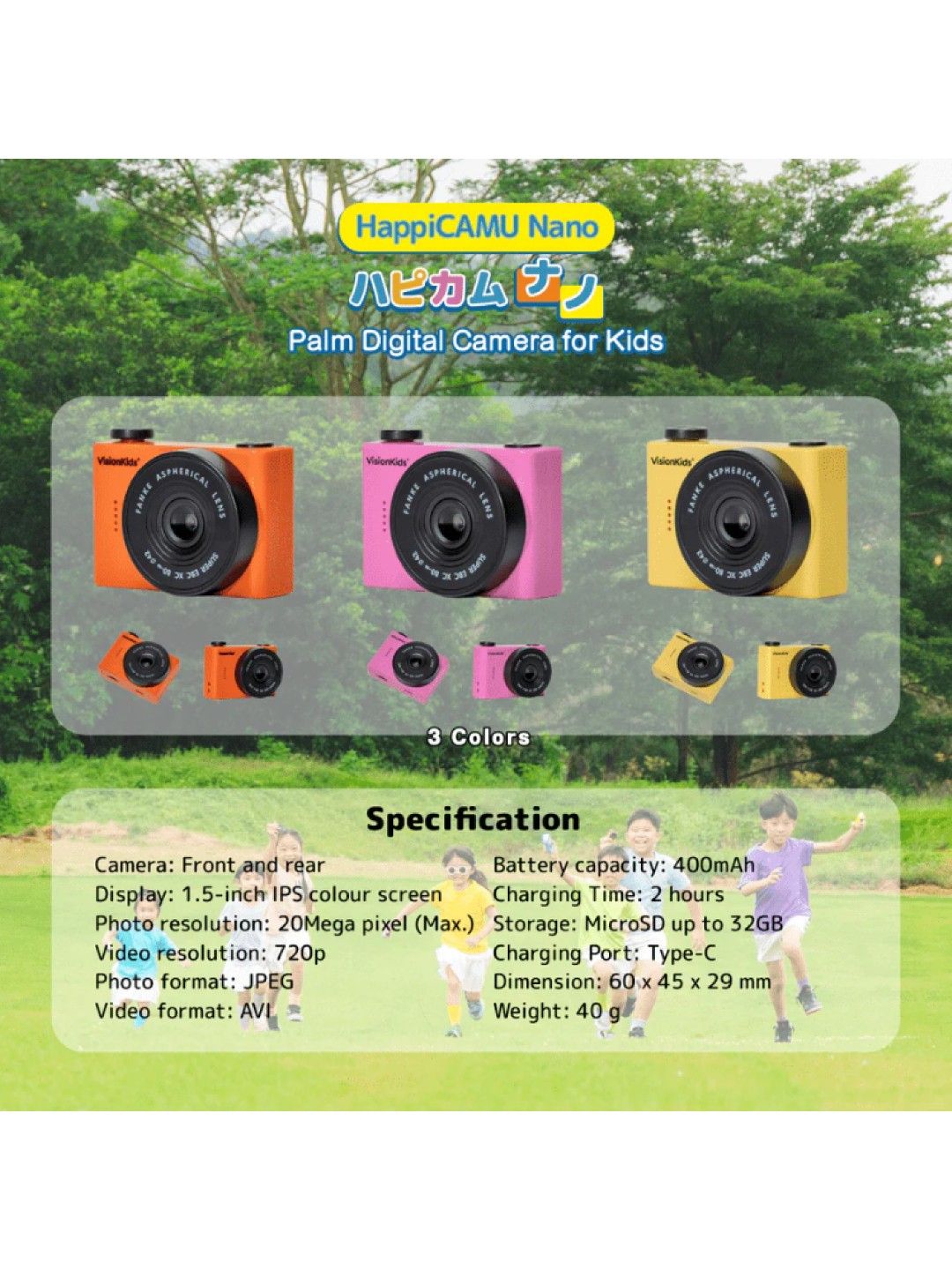 Vision Kids HappiCAMU Nano Kids Lightweight Camera (Pink- Image 4)