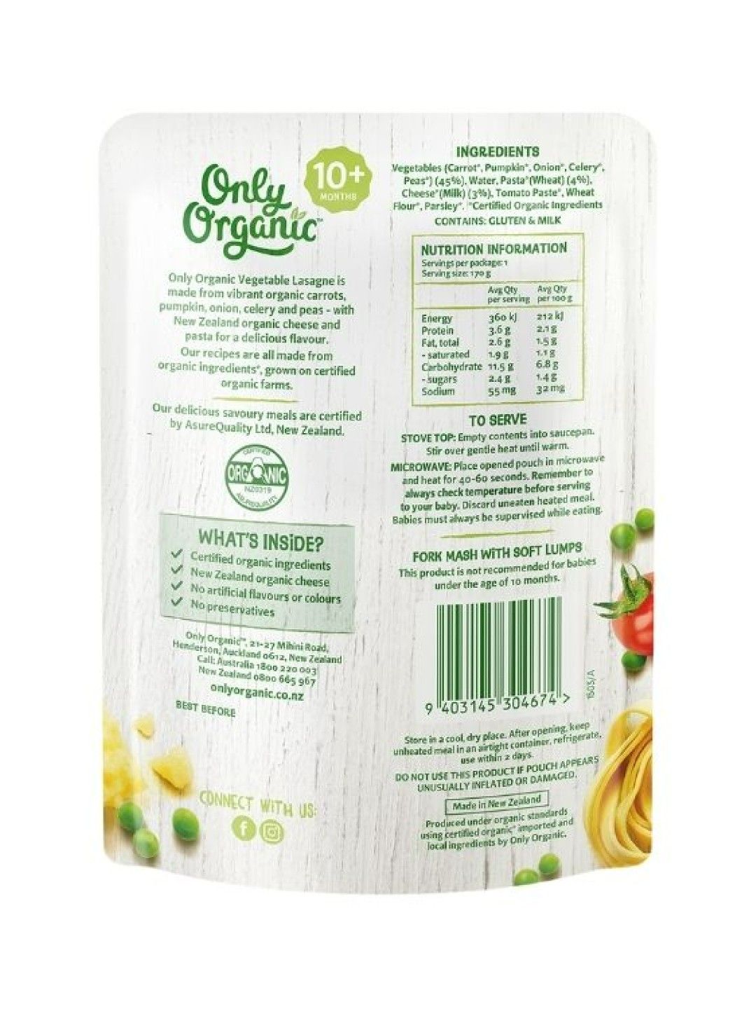 Only Organic Vegetable Lasagne (170g) (No Color- Image 2)