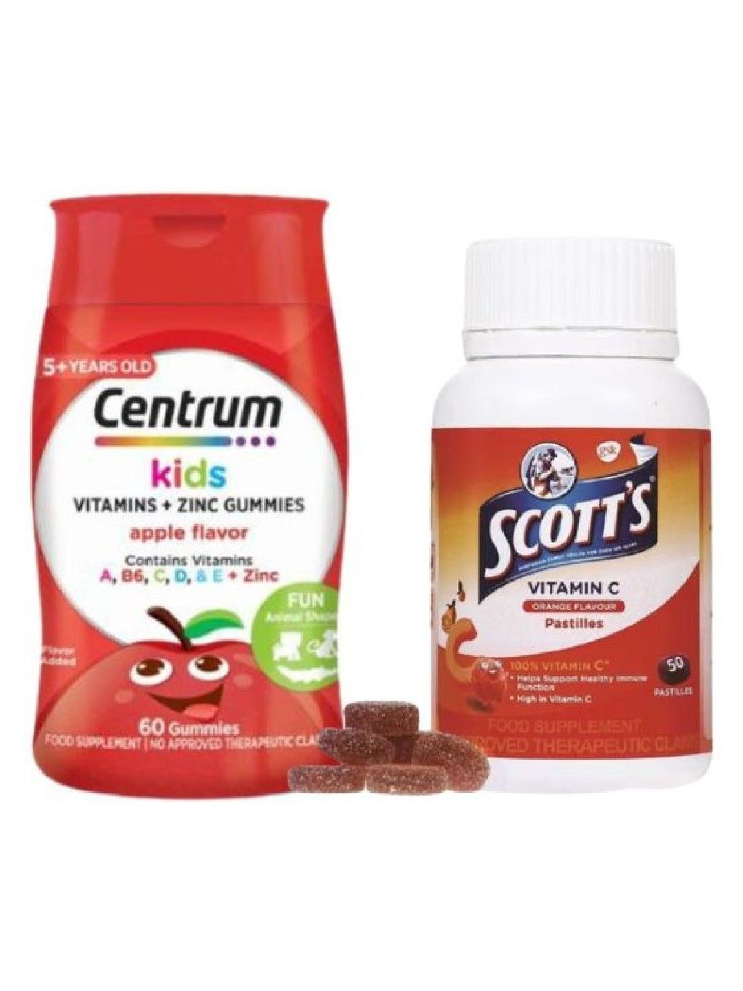 Scott's Vitamin C Pastilles - Orange (50s) & Centrum Kids Multivitamin Gummies (60s)