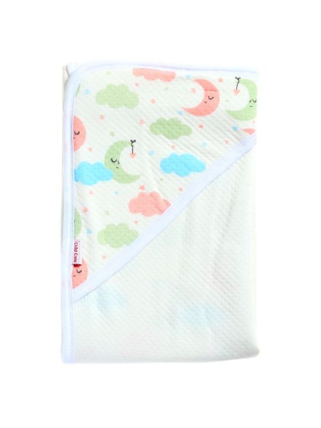 Child Care Hooded Blanket with Print (White)