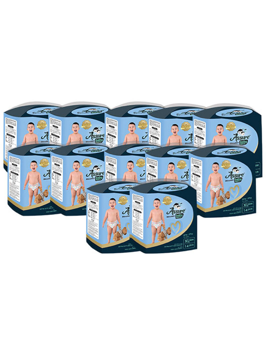 Assure Diapers Baby Diaper Dry Pants XL (14 pcs) - Pack of 12