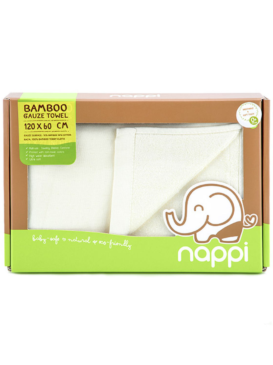 Nappi Baby Japanese Bamboo Towel (Cream- Image 2)