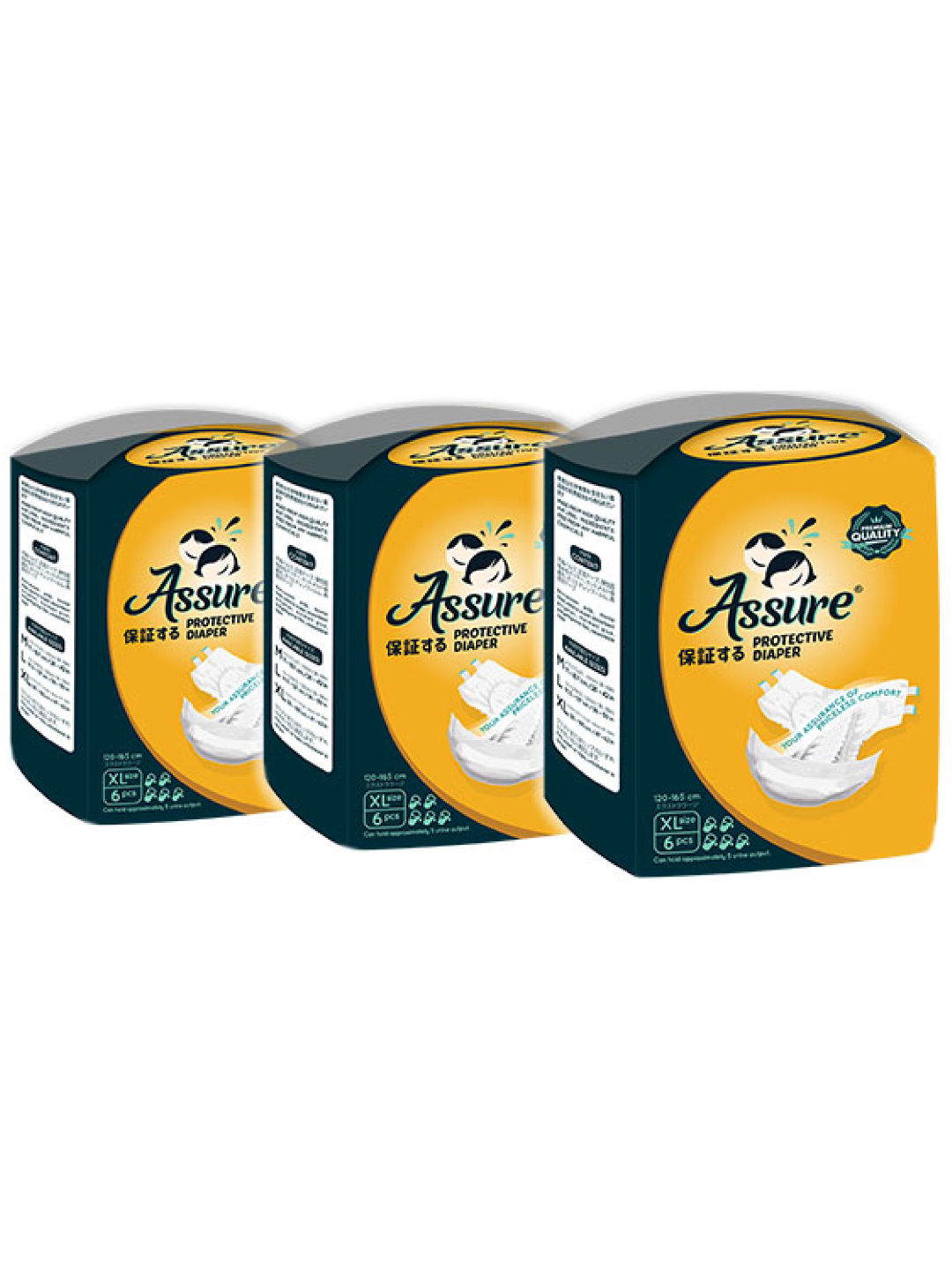 Assure Diapers Overnight Adult Protective Diapers Extra Large (6 pcs) - Pack of 3