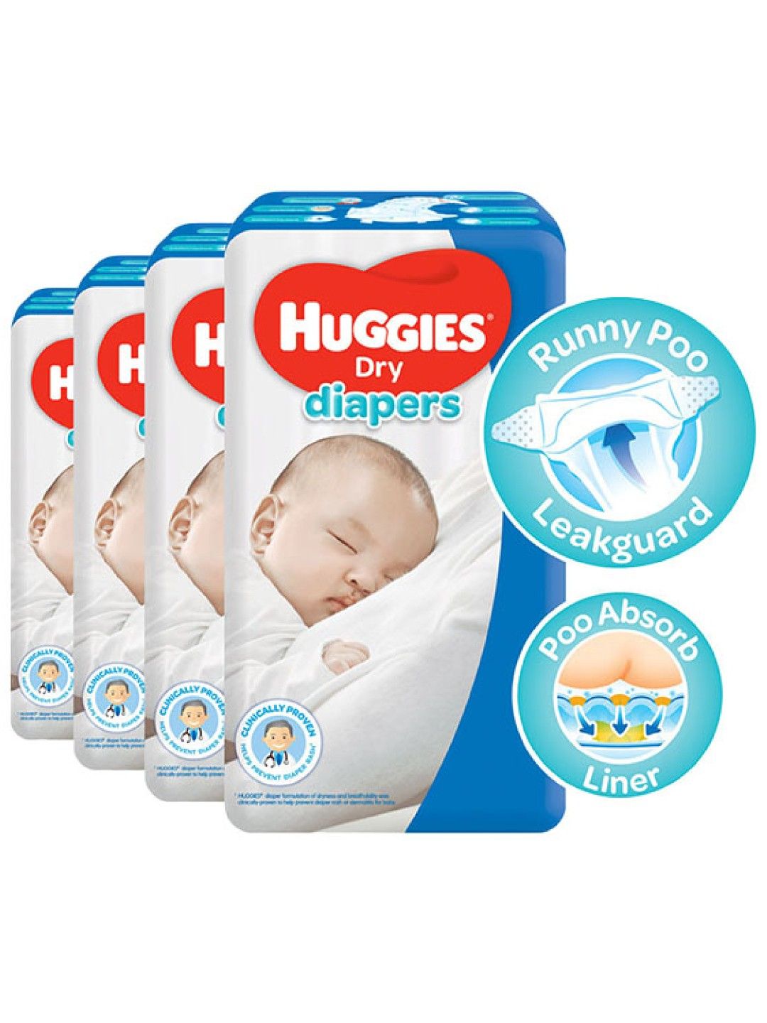 Huggies Dry Diapers Newborn (40s) Bundle of 4
