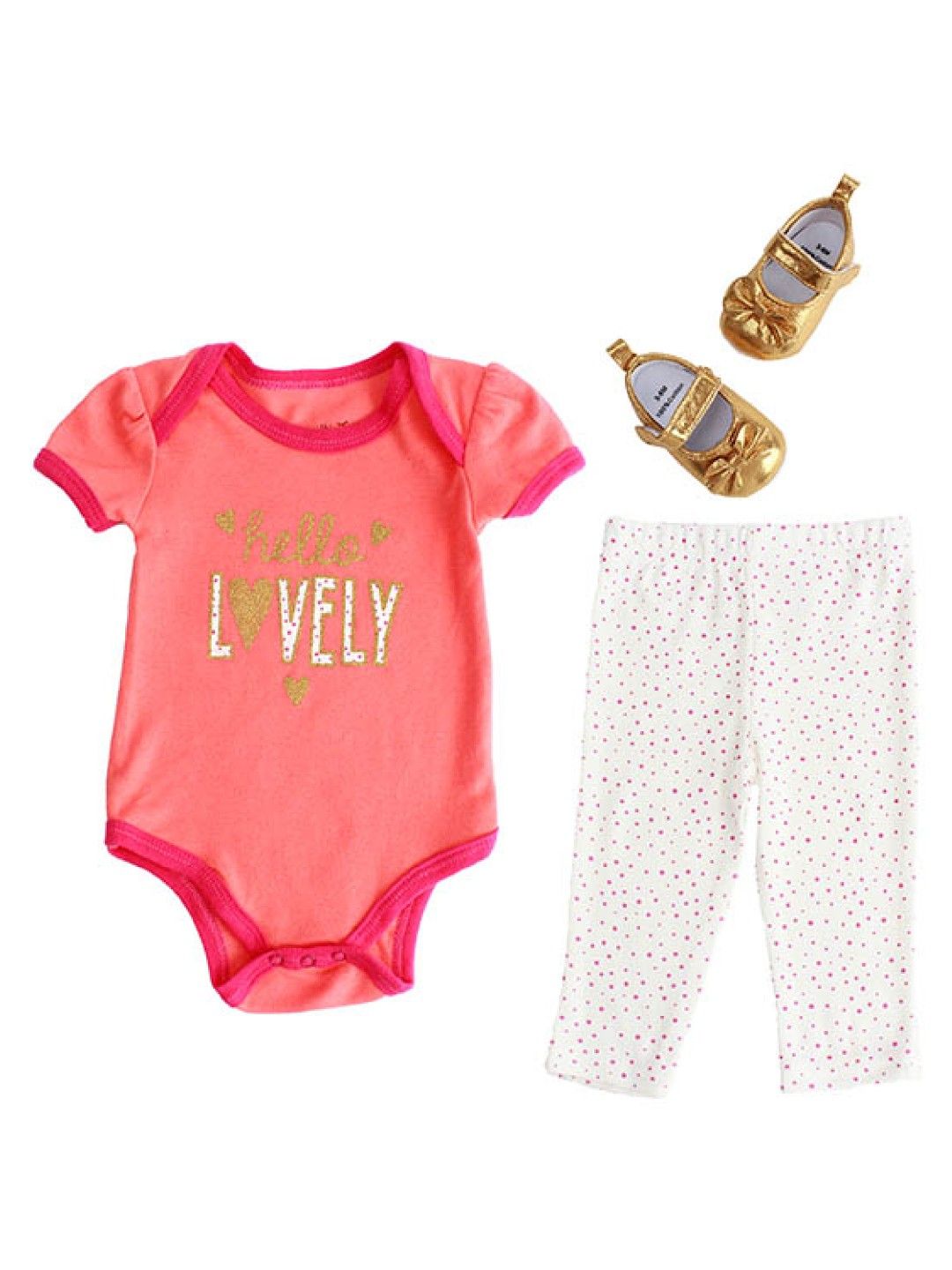 Little Steps Peach 3-Piece Bodysuit, Pants and Shoes (Peach- Image 1)