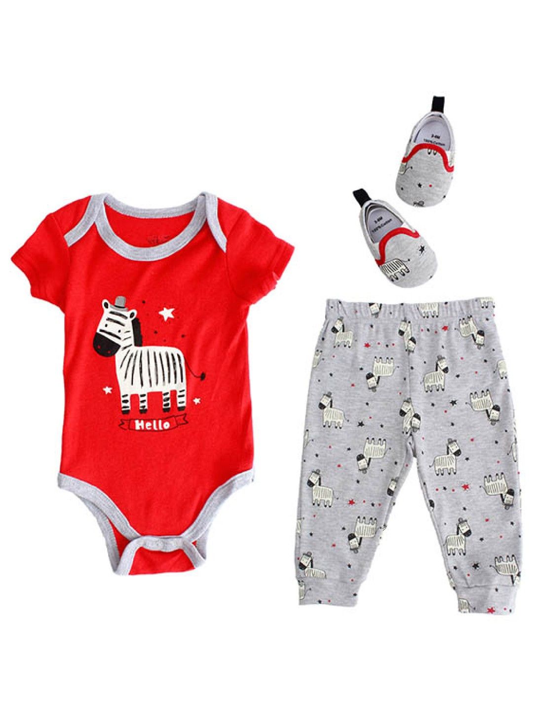 Little Steps Zebra 3-Piece Bodysuit, Pants and Shoes (Red- Image 1)