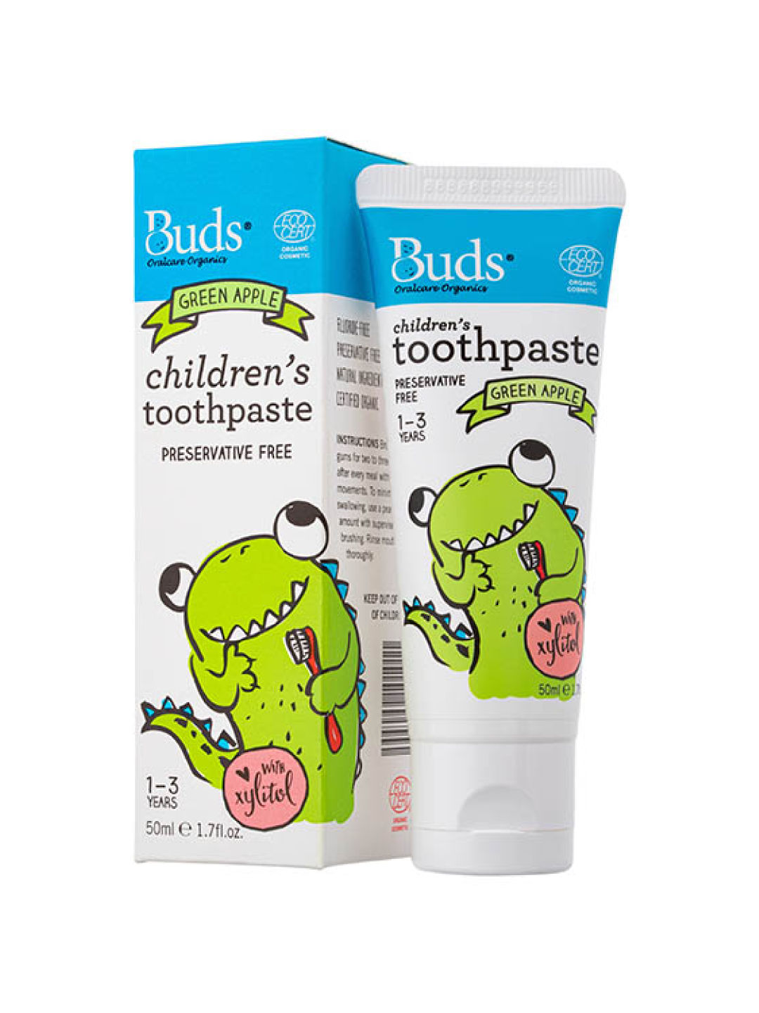 Buds Organics Green Apple Children's Toothpaste with Xylitol (50ml) (No Color- Image 2)