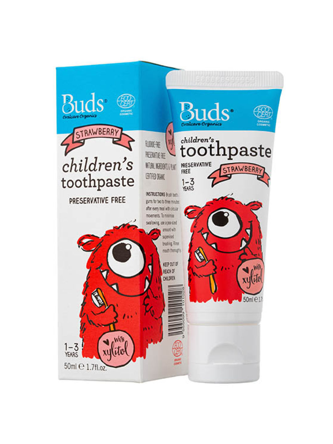 Buds Organics Strawberry Children's Toothpaste with Xylitol (50ml) (No Color- Image 2)