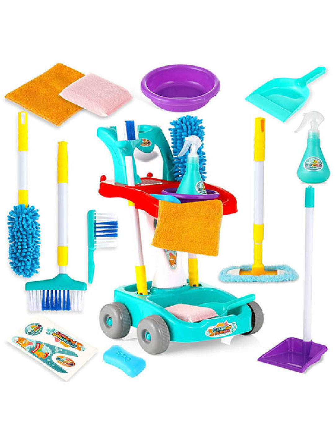 The Happy Fox Cleaning Set Push Cart Trolly (No Color- Image 1)