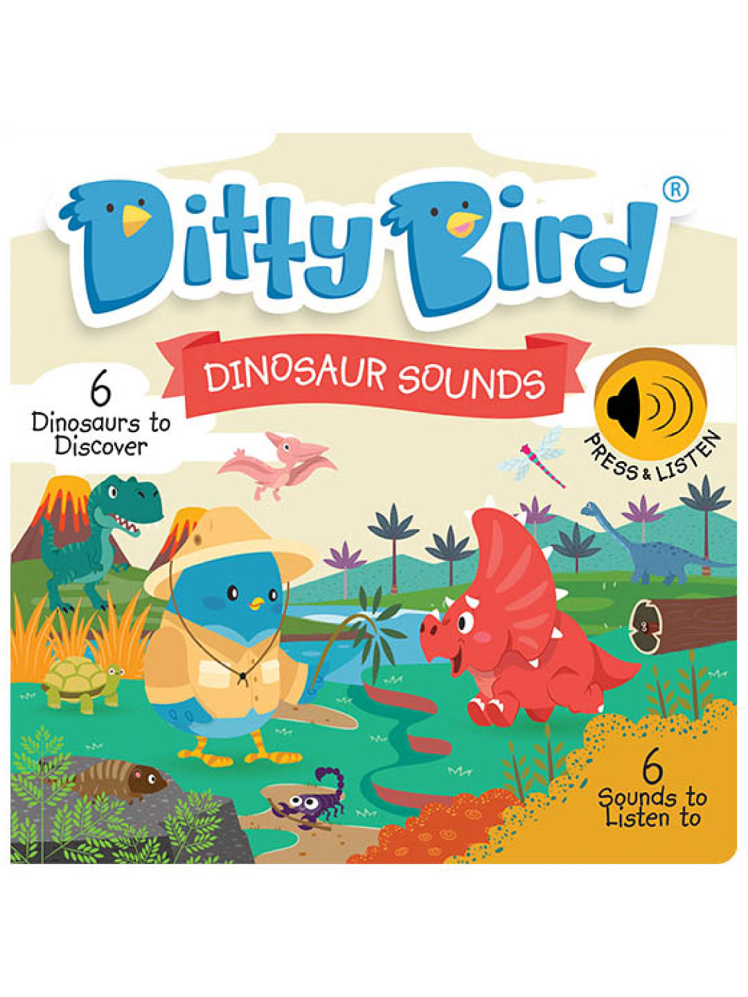 Ditty Bird Musical Book - Dinosaur Sounds (No Color- Image 1)