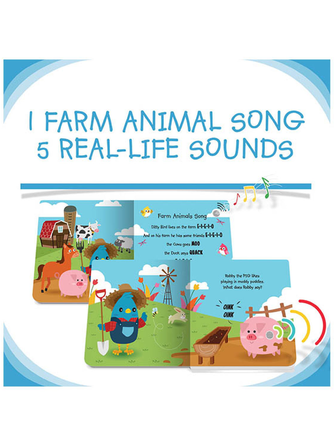 Ditty Bird Musical Book - Farm Animal Sounds (No Color- Image 3)