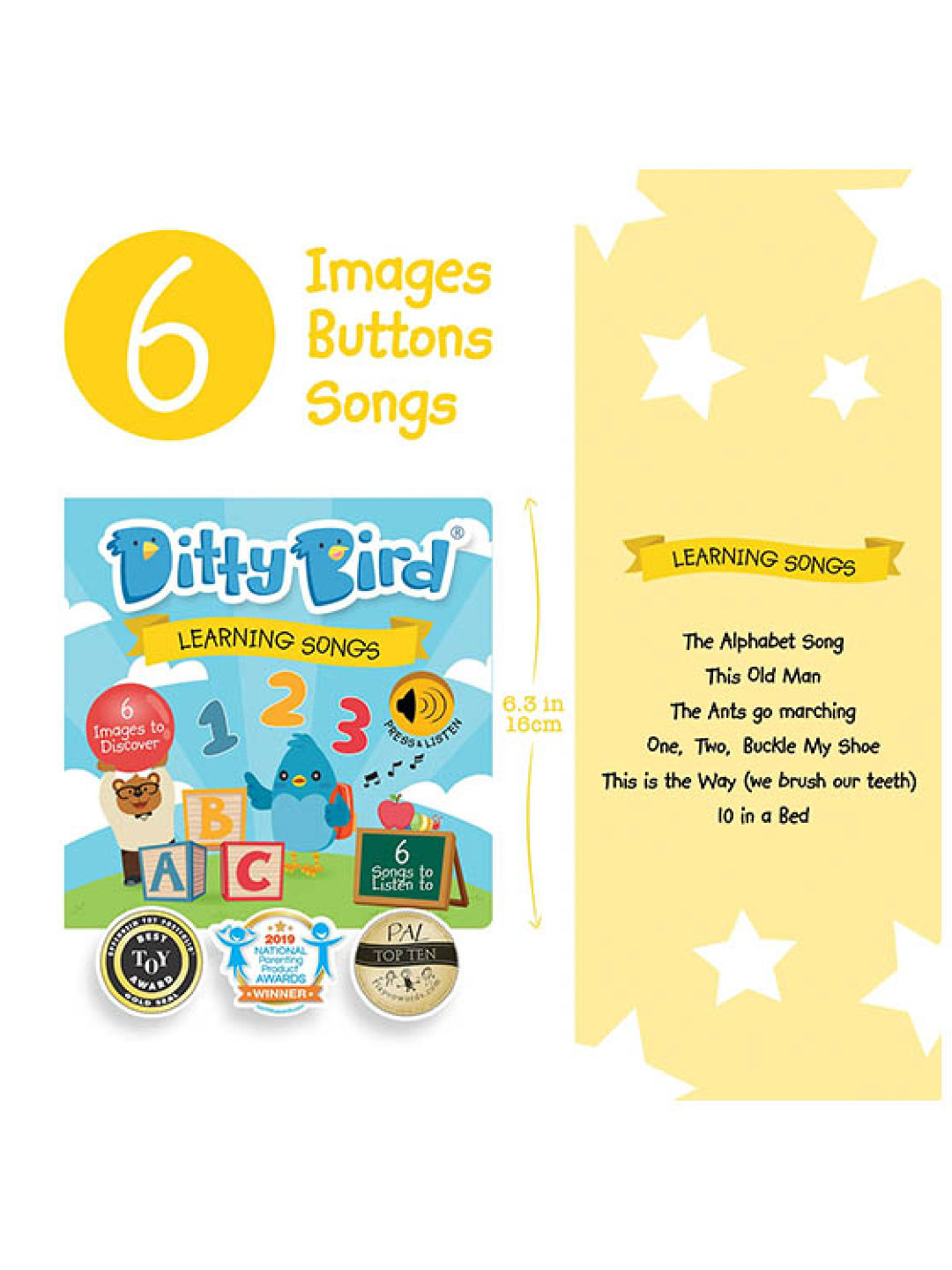 Ditty Bird Musical Book - Learning Songs (No Color- Image 2)