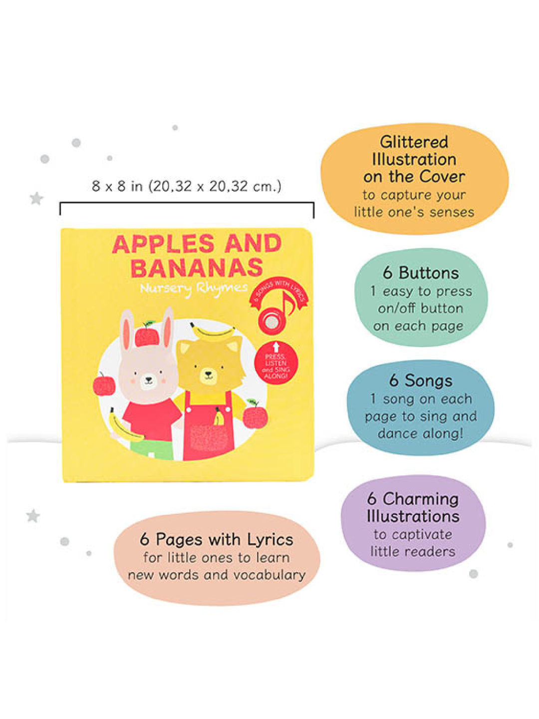 Cali's Book Apples and Bananas Musical Book (No Color- Image 2)