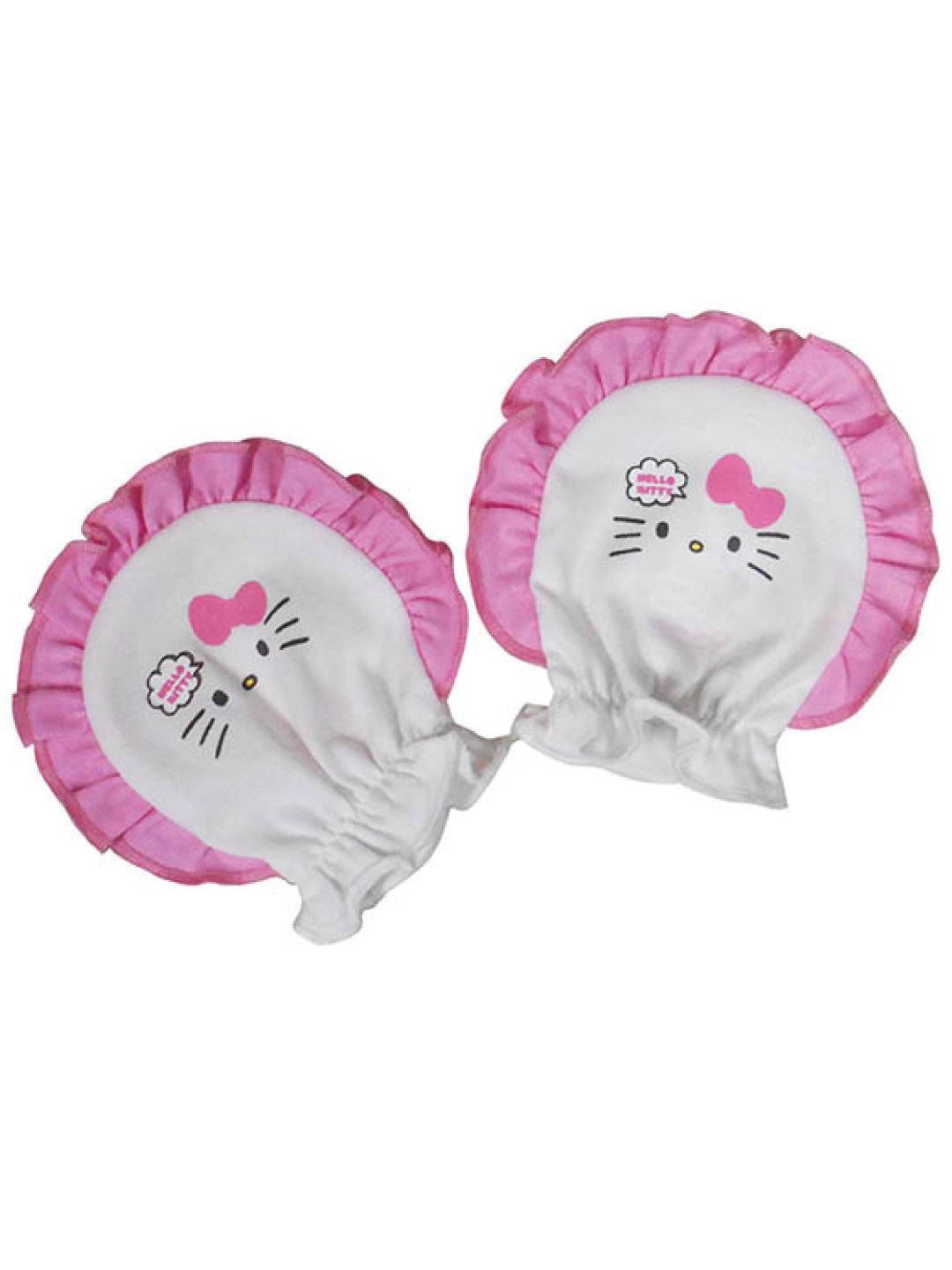 Sanrio (Hello Kitty) Bouncy Collection - Mittens (1 pair) (White- Image 1)