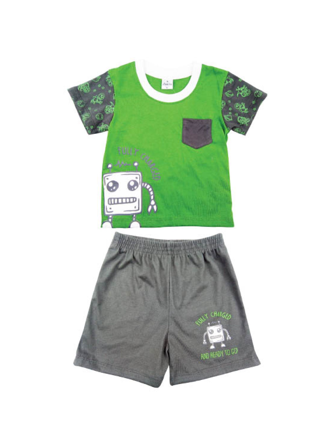 Looms Clay Collection T-Shirt and Shorts Terno Set (Green Top- Image 1)