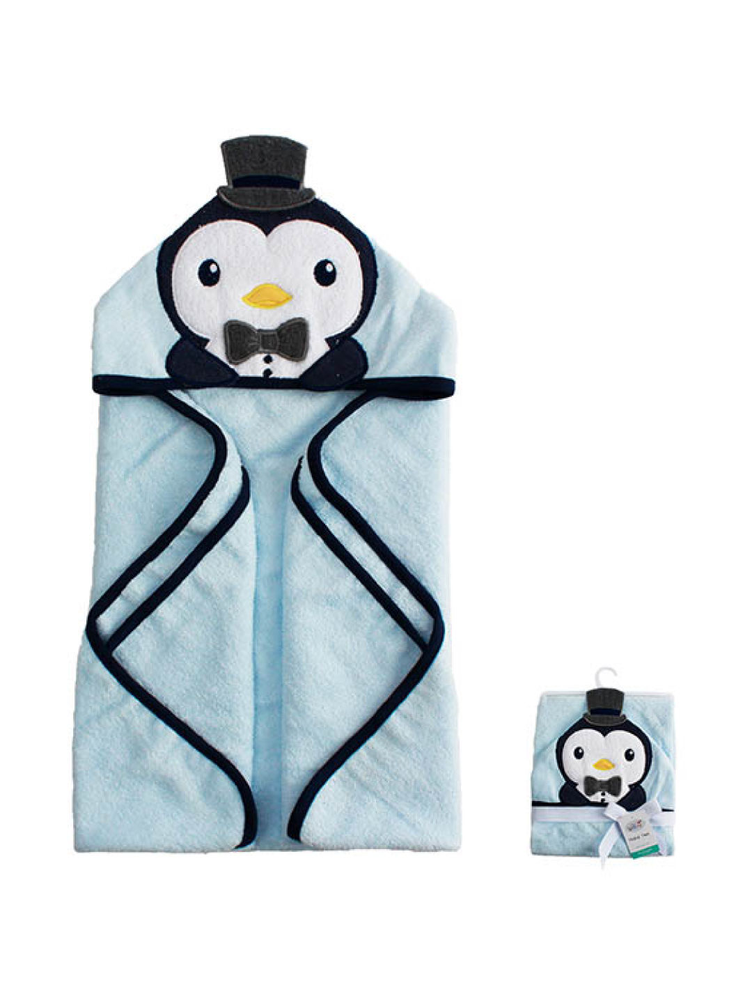 Little Steps Hooded Towel in Penguin (Blue- Image 1)