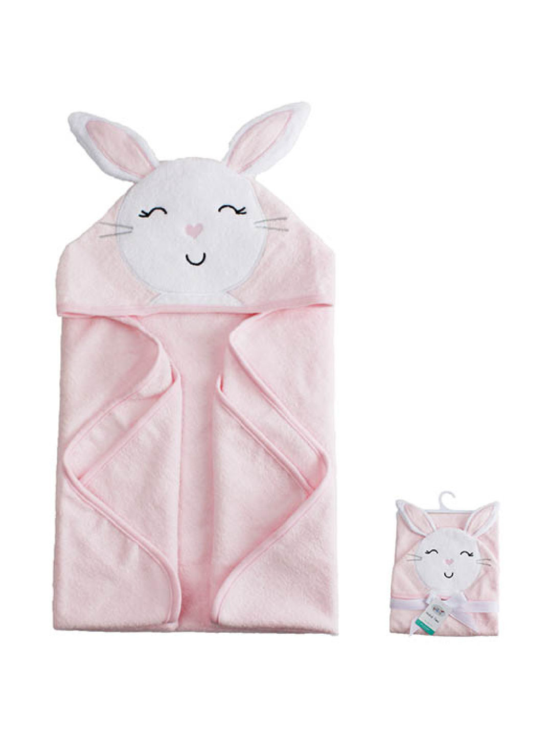 Little Steps Hooded Towel in Bunny (Pink- Image 1)