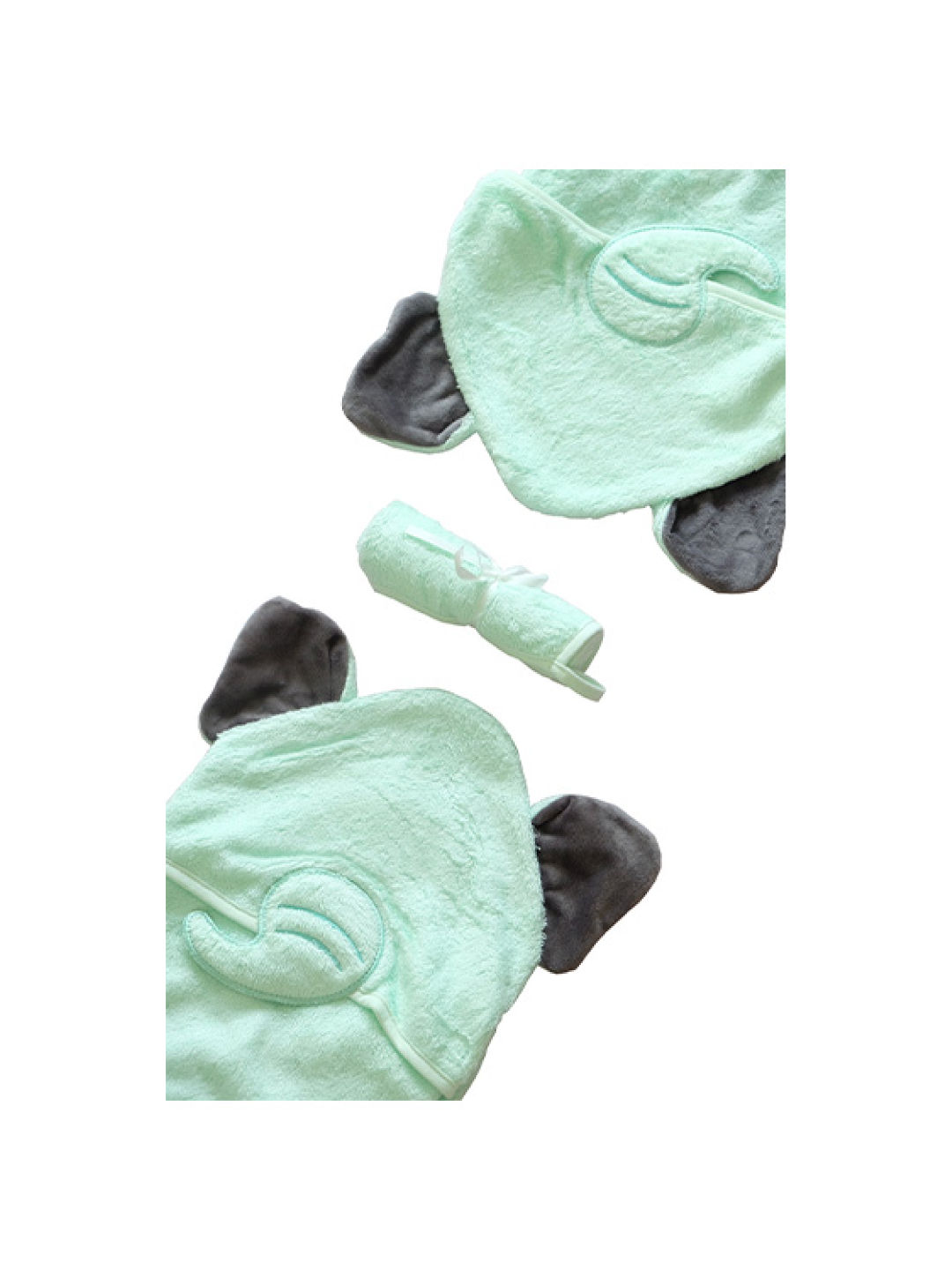 Nuborn Baby Essentials Bamboo Hooded Towel with Washcloth Set Elephant (Green- Image 3)