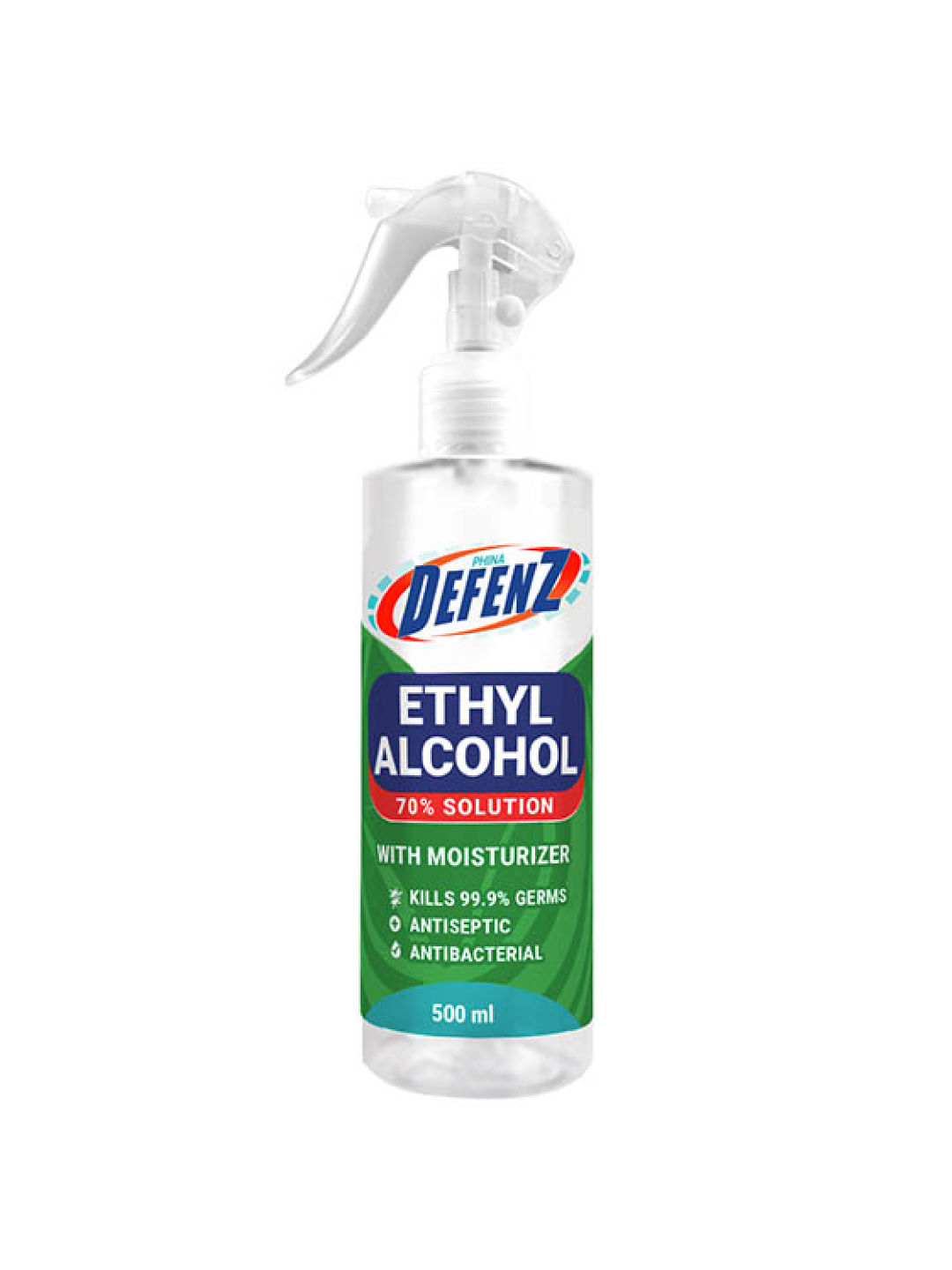Defenz Ethyl Alcohol 70% Solution with Moisturizer Trigger Spray (500ml) (No Color- Image 1)