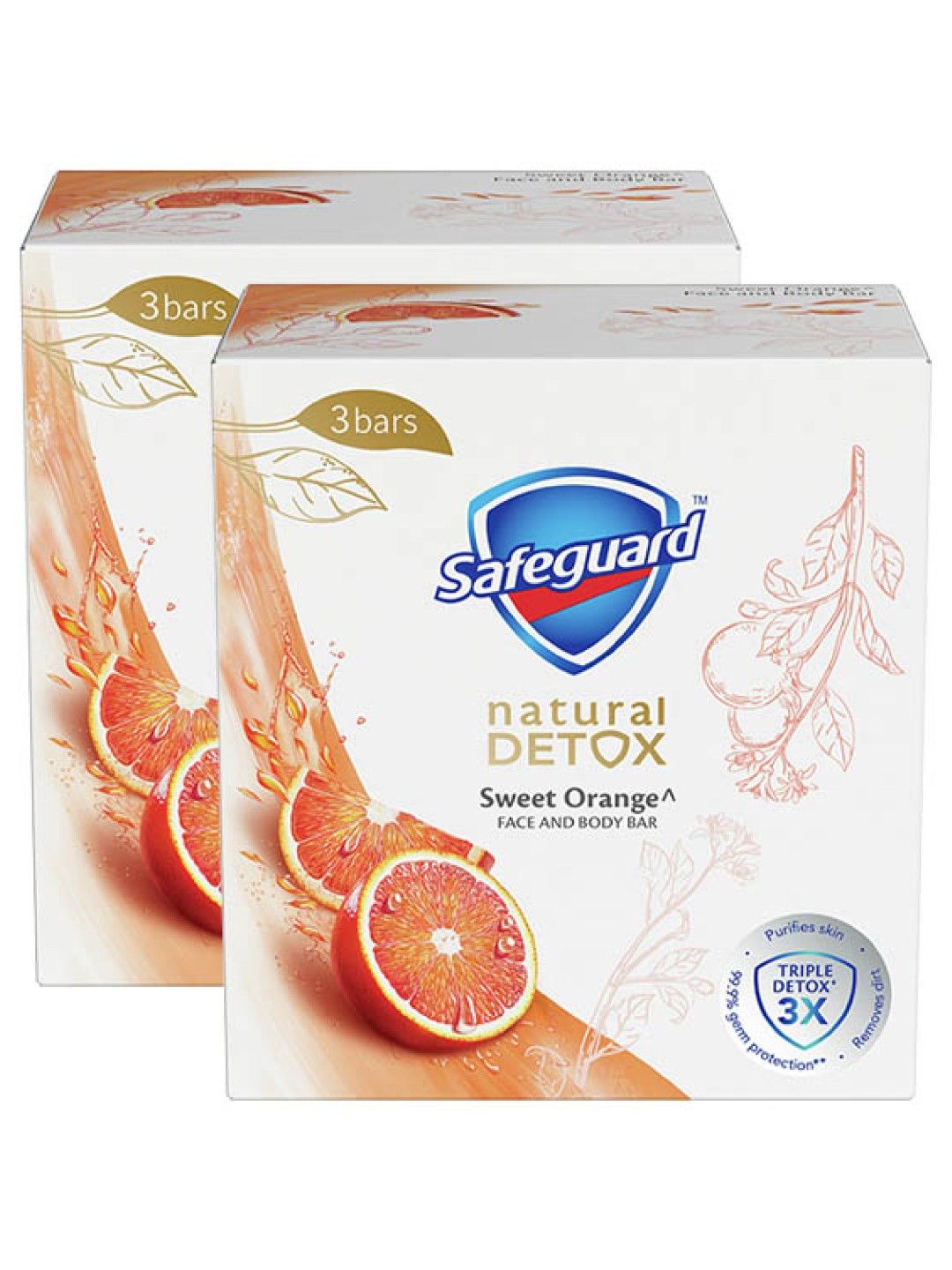 Safeguard Detox Face and Body Bar Soap Sweet Orange 2-Pack ( 3 x 108g) (No Color- Image 1)