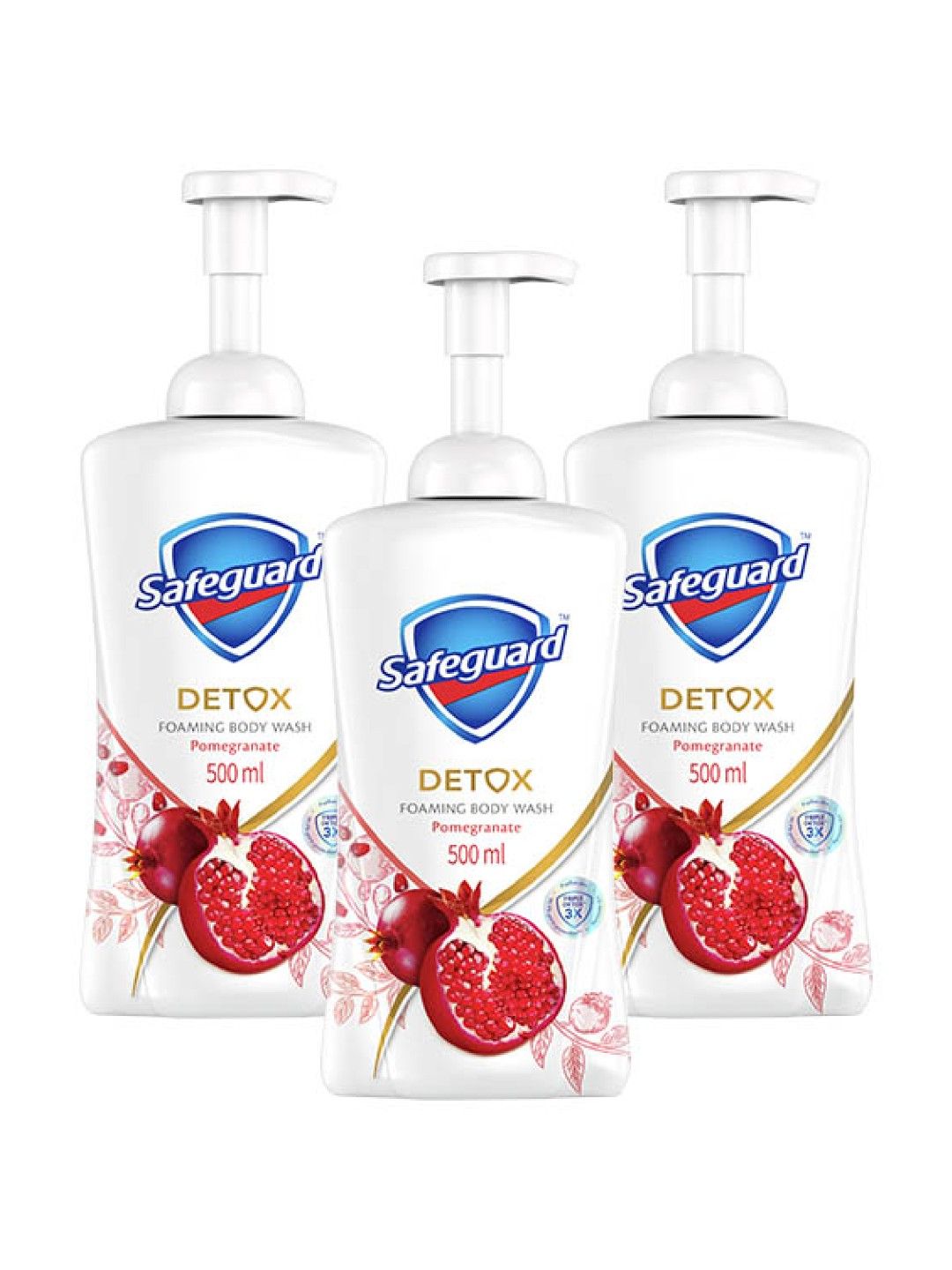 Safeguard Detox Foaming Body Wash Pomegranate 3-Pack (500ml) (No Color- Image 1)