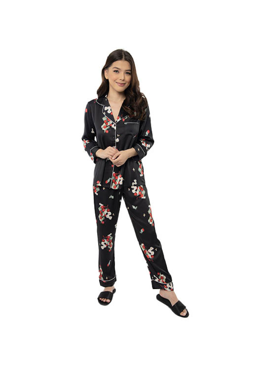Amelia Sleepwear Penelope Cotton Pants Sleepwear Set (Grey, Blue, Pink, White, Blue- Image 2)