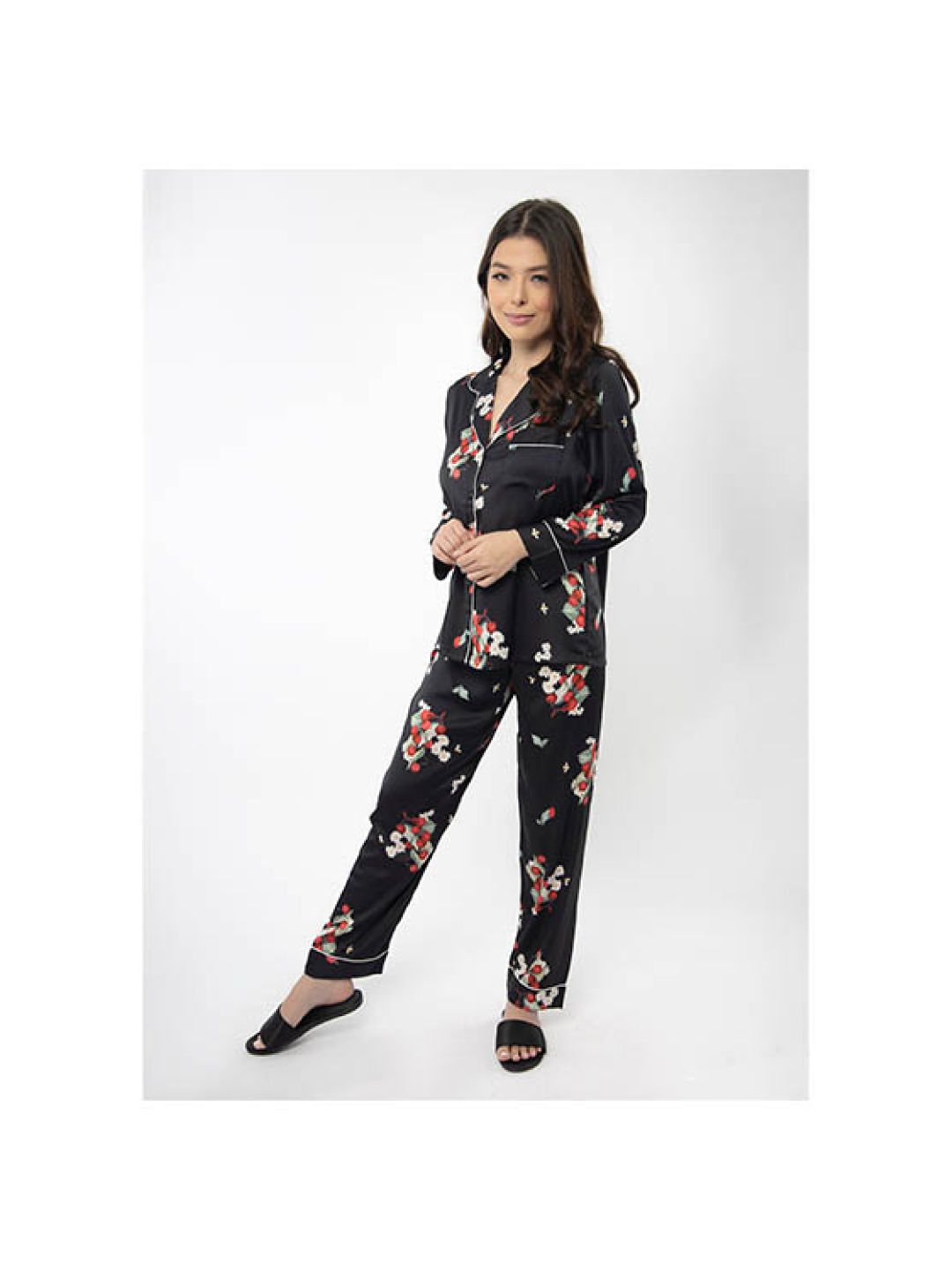 Amelia Sleepwear Penelope Cotton Pants Sleepwear Set (Grey, Blue, Pink, White, Blue- Image 3)
