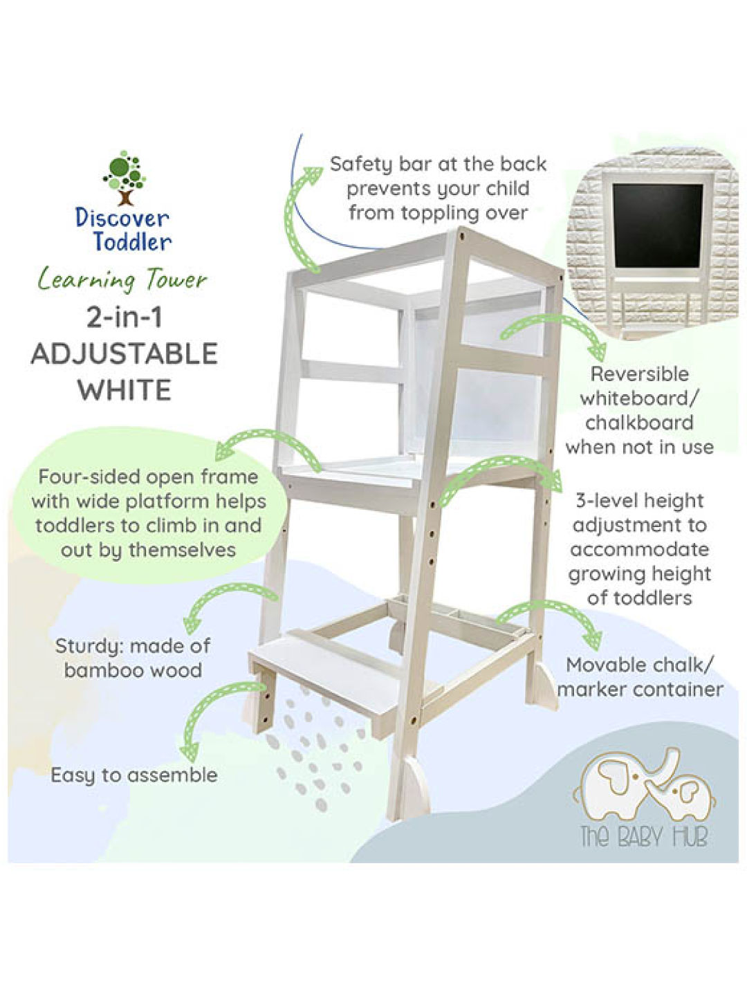 Discover Toddler 2-in-1 Adjustable Learning Tower (No Color- Image 2)