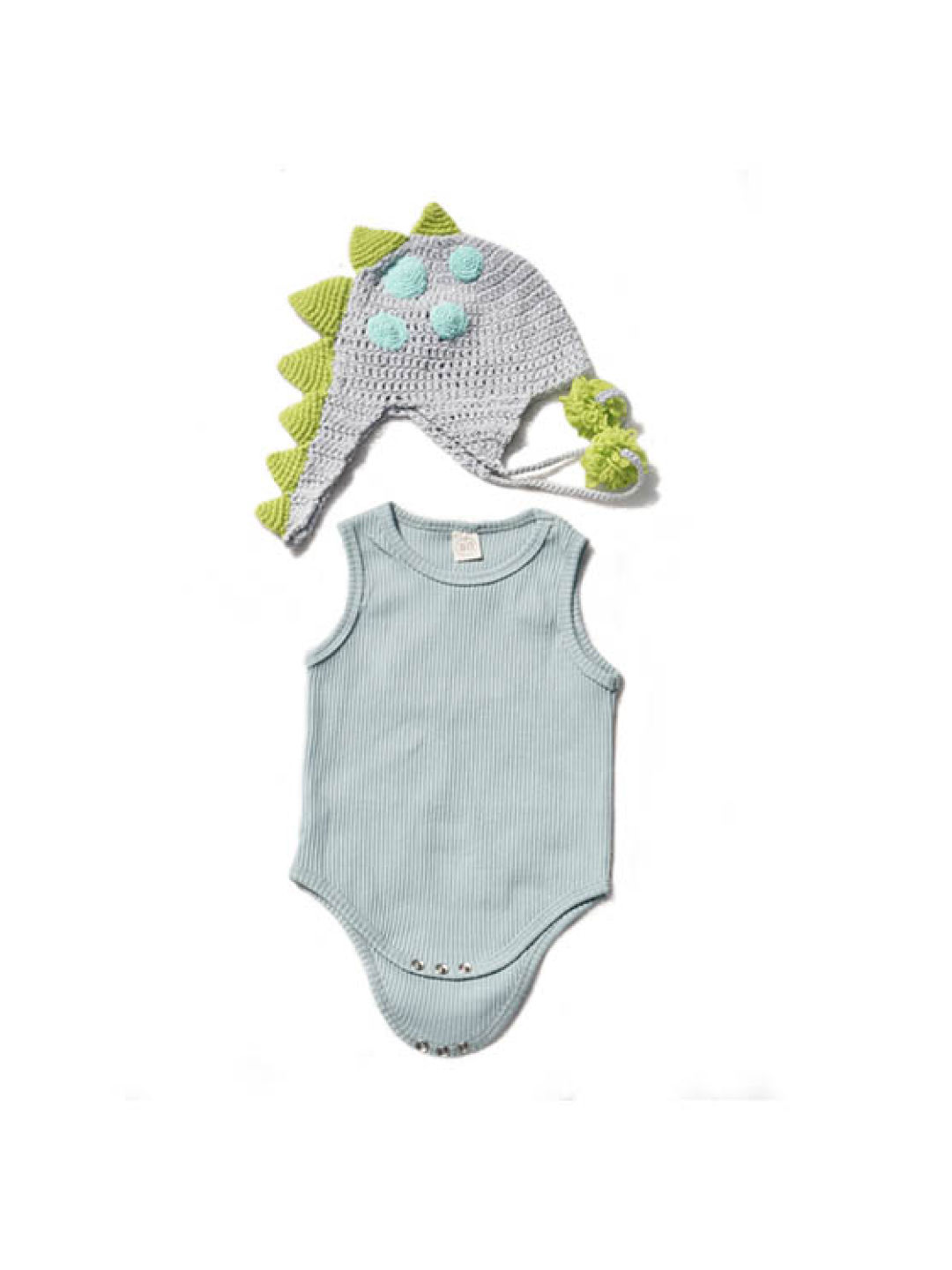 LittleDeity.PH THE HERD Dino Baby Beanie and Romper Set