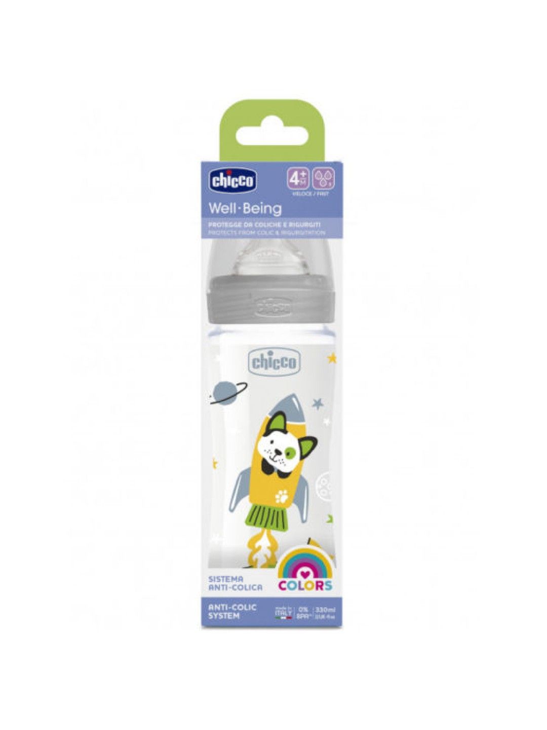 Chicco Bottle WB Col PP Fast Sil (300) (White- Image 2)