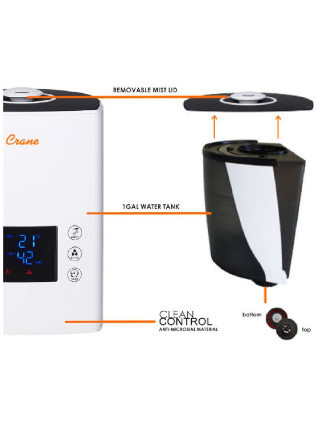 Crane Digital Ultrasonic Warm and Cool Mist Humidifier (No Color- Image 3)