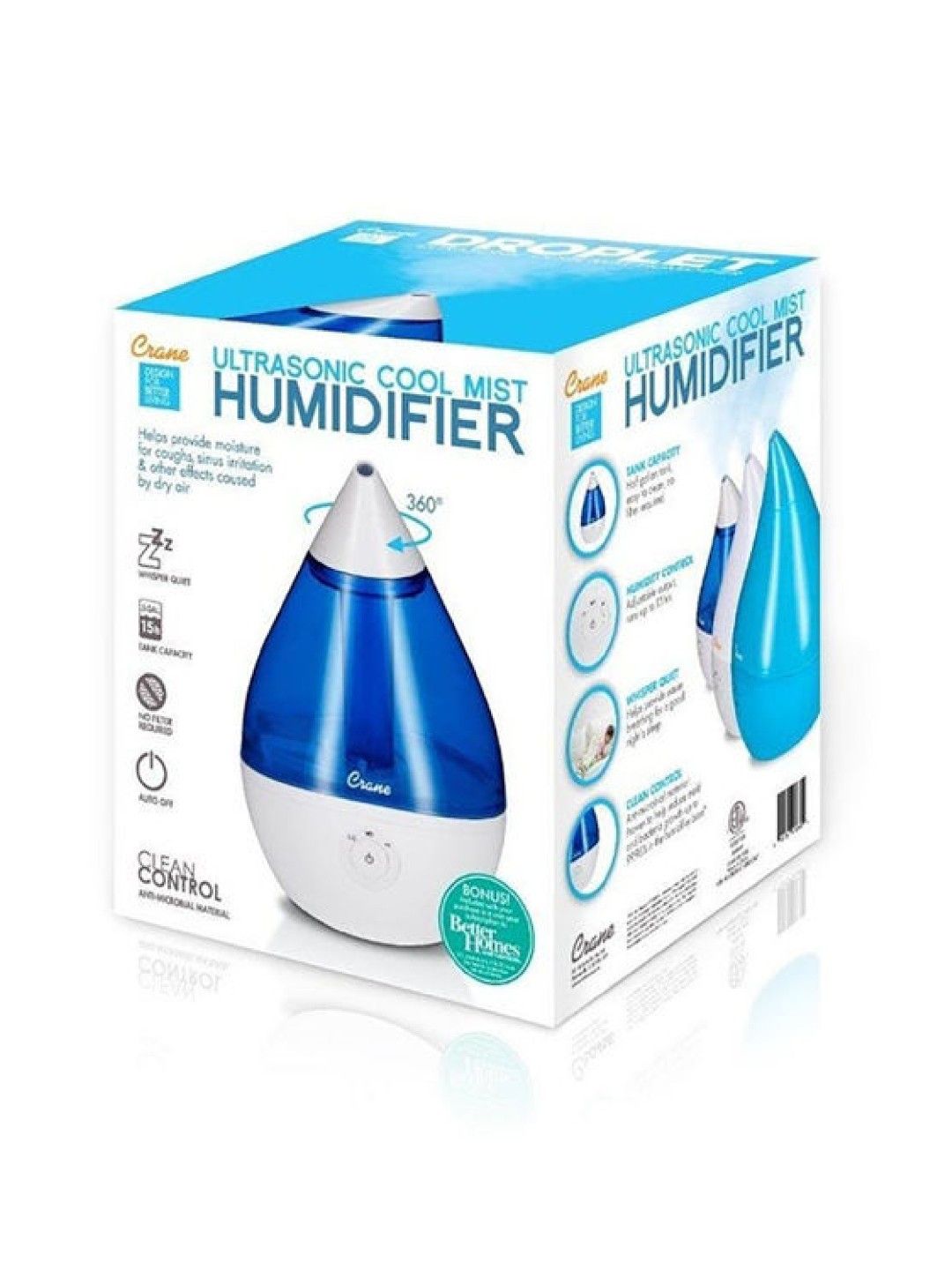 Crane Droplet Cool Mist Humidifer (Blue/White- Image 2)