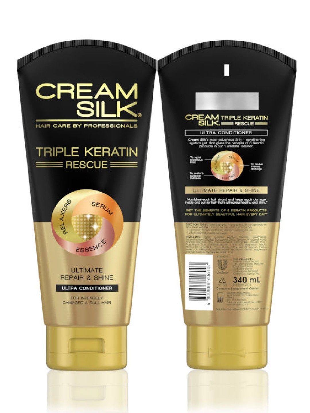 Cream Silk Triple Keratin Rescue Conditioner Ultimate Repair & Shine (340ml) (No Color- Image 1)