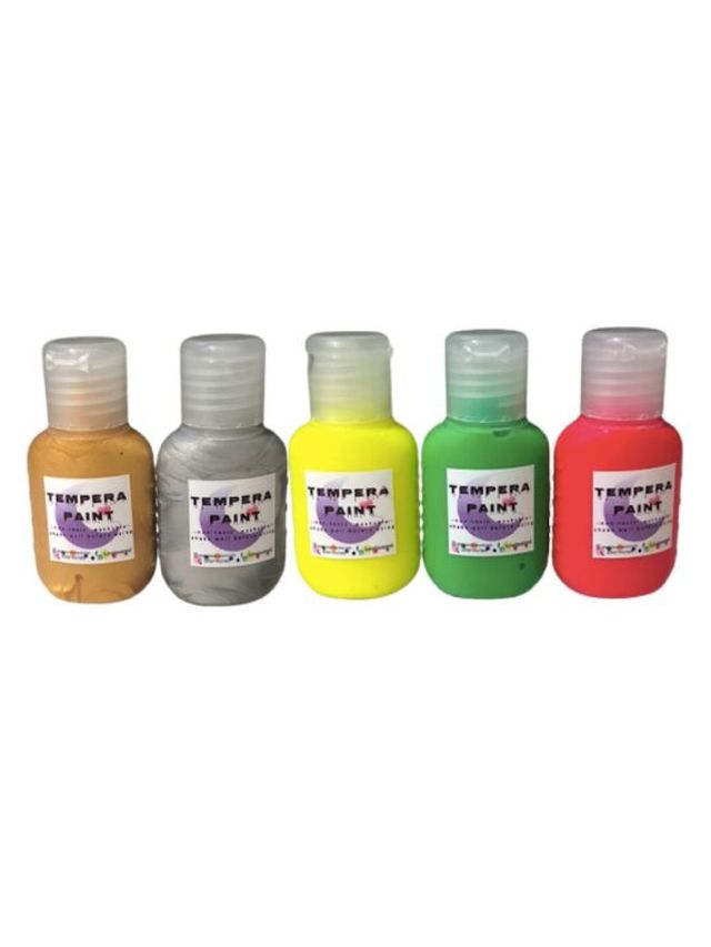 LunaLoveMNL Washable Tempera Paint - Metallic and Neon Colors (30ml) - Set of 5