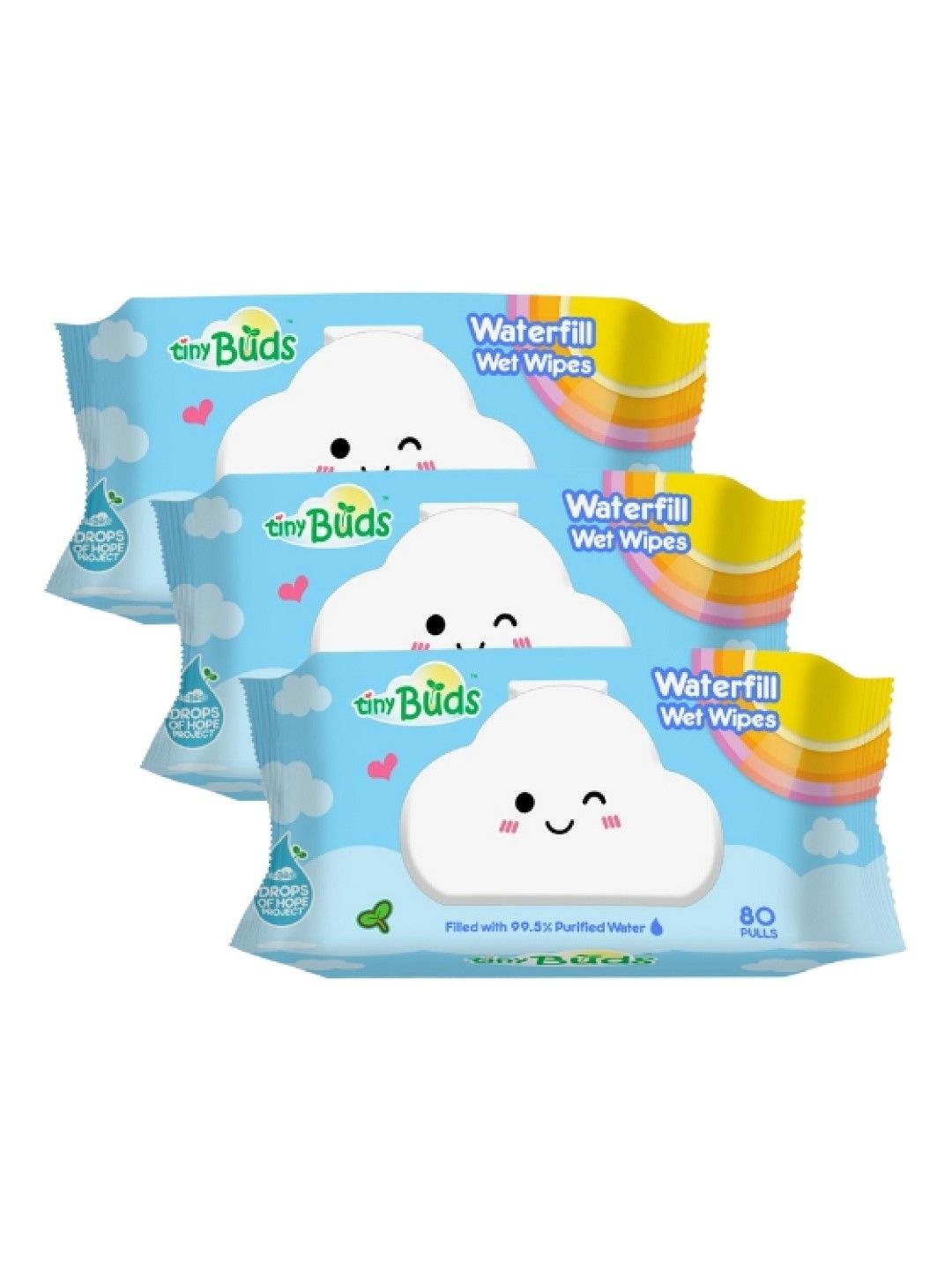 Tiny Buds Waterfill Wet Wipes (80 Pulls) (Bundle of 3) (No Color- Image 1)