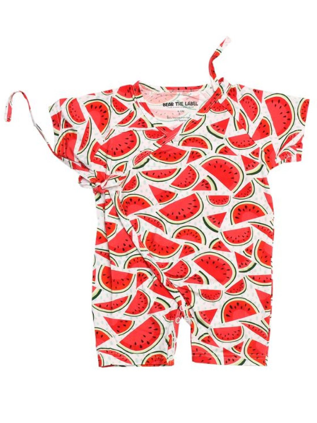 Bear The Label Frankie Bamboo Baby Kimono Romper In Watermelon