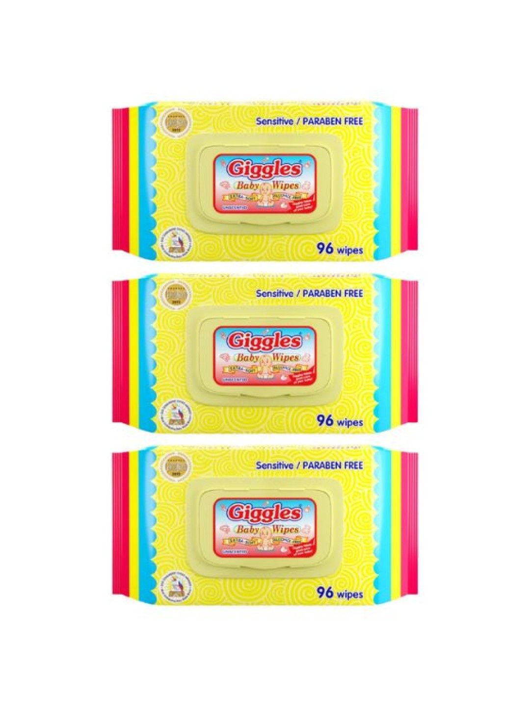 Giggles Wet Wipes Unscented 96s (3 packs)