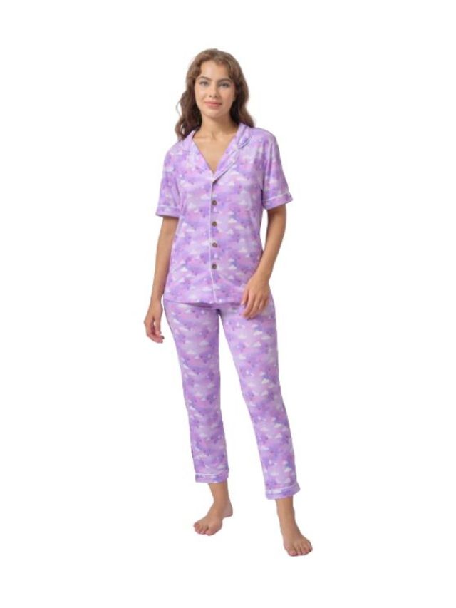 Bamberry Baby Adult Short Sleeved Button Down PJ Set, Whalien