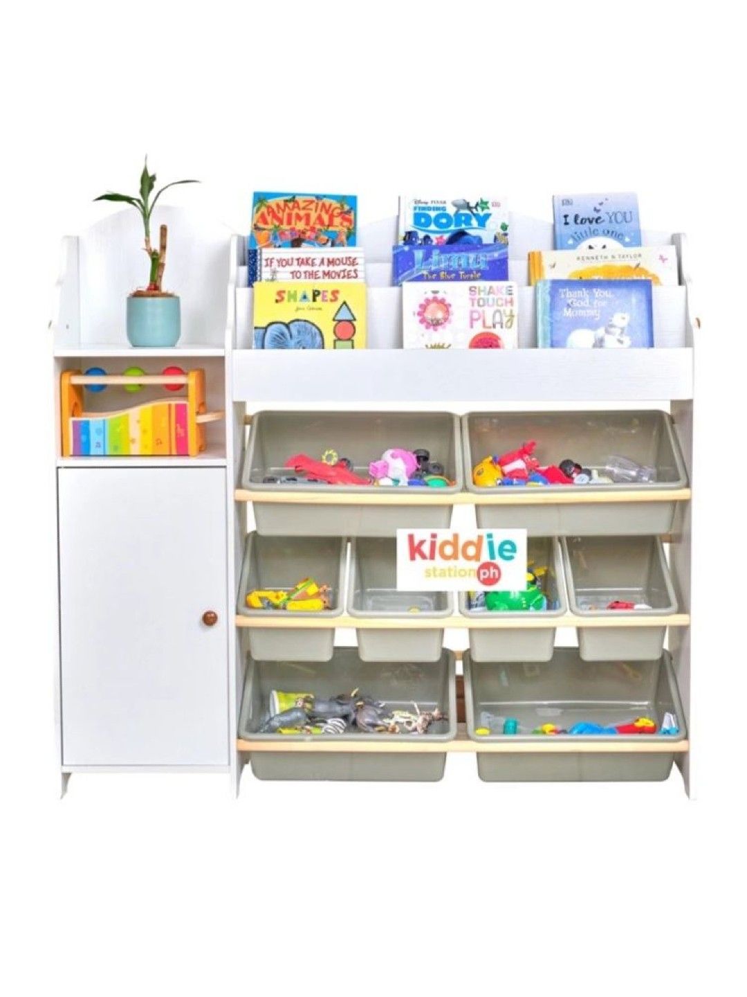 Kiddiestationph Dahlia Multifunction Book and Toy Shelf (White- Image 3)