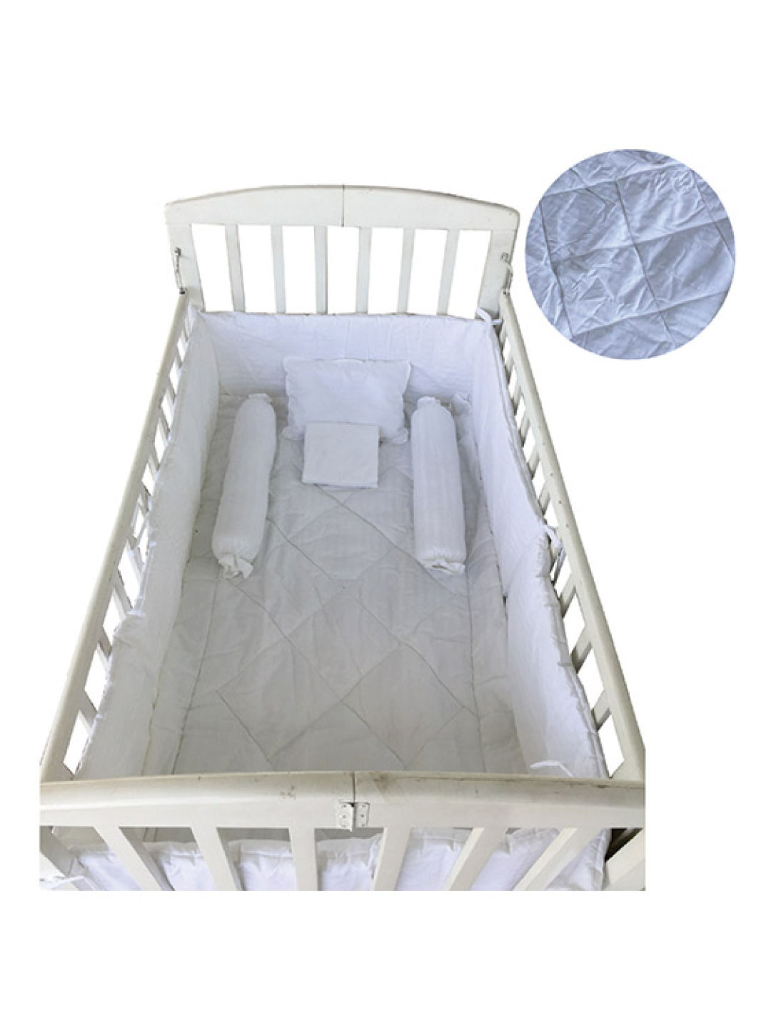 Kozy Blankie White Thread Crib Set (White- Image 1)