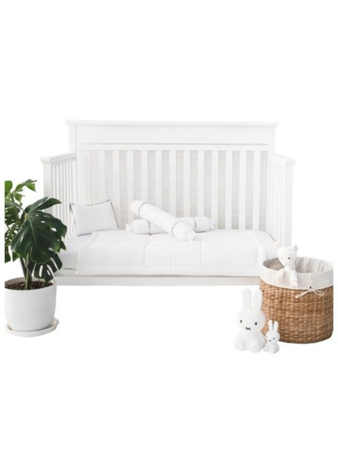 Ava & Ava Organic Bamboo Lyocell Baby Comforter Bedding Set (White- Image 1)