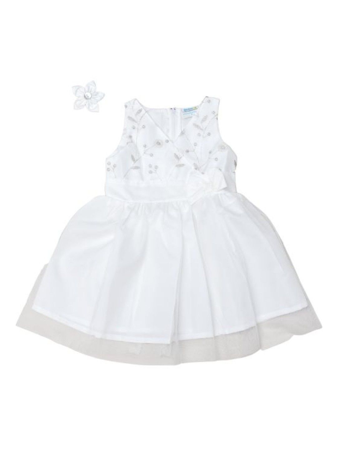Bebeta Sleeveless Formal Dress (V-Neck) (White- Image 1)