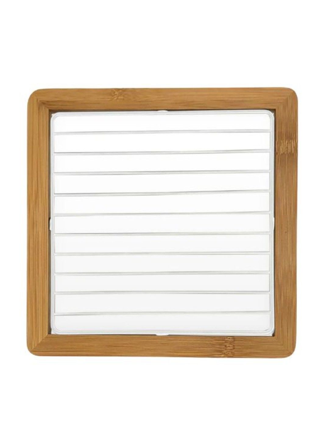 Sunbeams Lifestyle SLIQUE Premium Trivet 18x18x1.5cm Heat Pad Bamboo Metal Wire Organizer (White- Image 1)