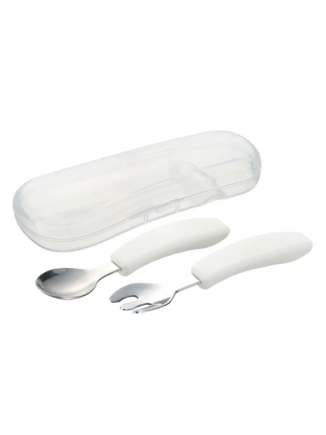 Richell TLI Stainless Steel Easy Grip Spoon & Fork Set with Case