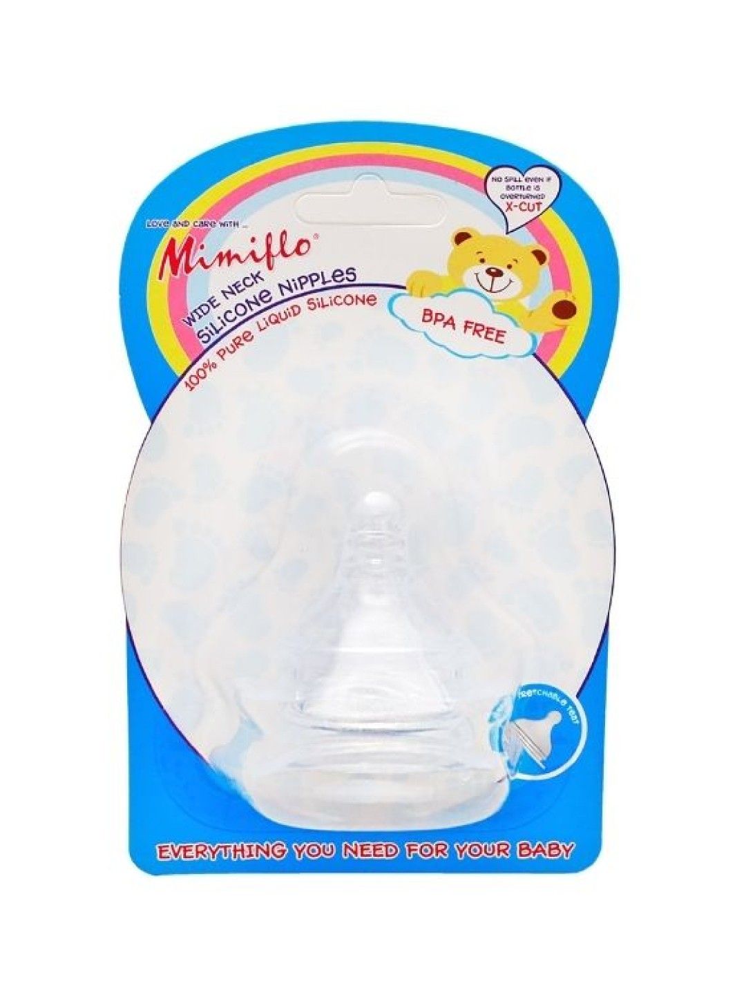 Mimiflo Wide Neck Silicone Nipple 2's (X-Cut- Image 1)