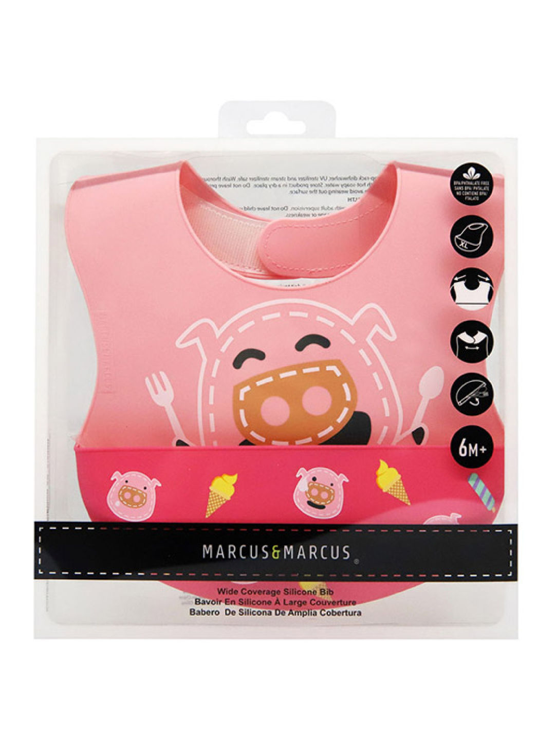 Marcus & Marcus Wide Coverage Silicone Bib (Pink- Image 2)