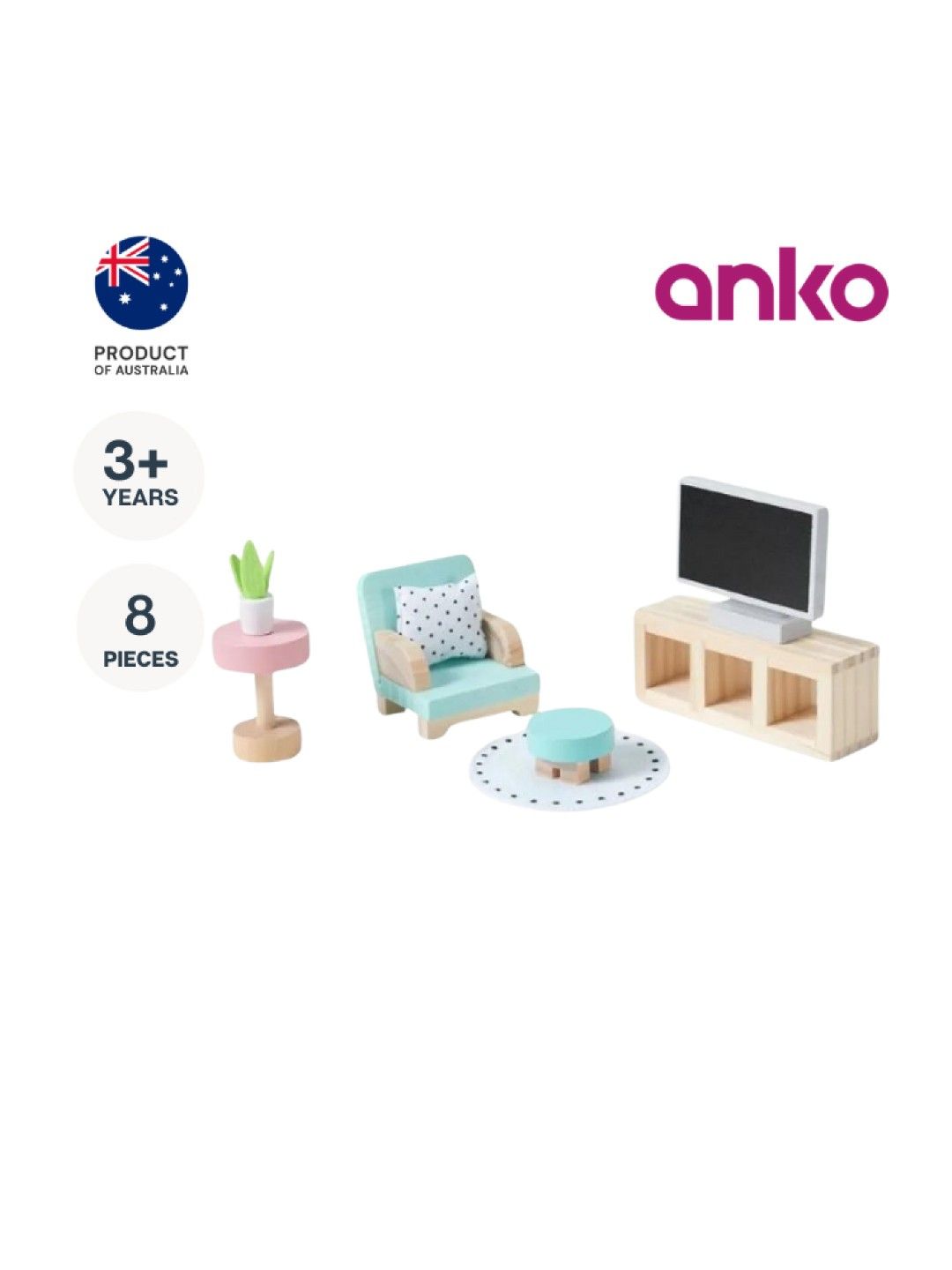 Anko Wooden Doll House Living Room Furniture Set