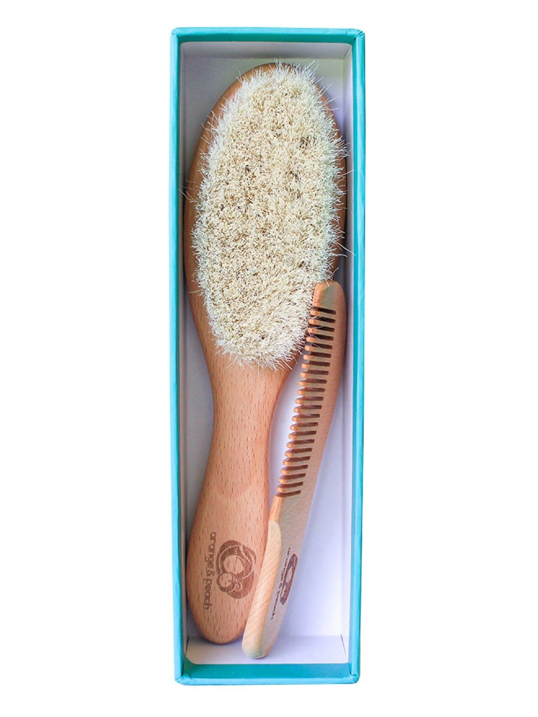 Orange & Peach Wooden Hairbrush Set (No Color- Image 2)