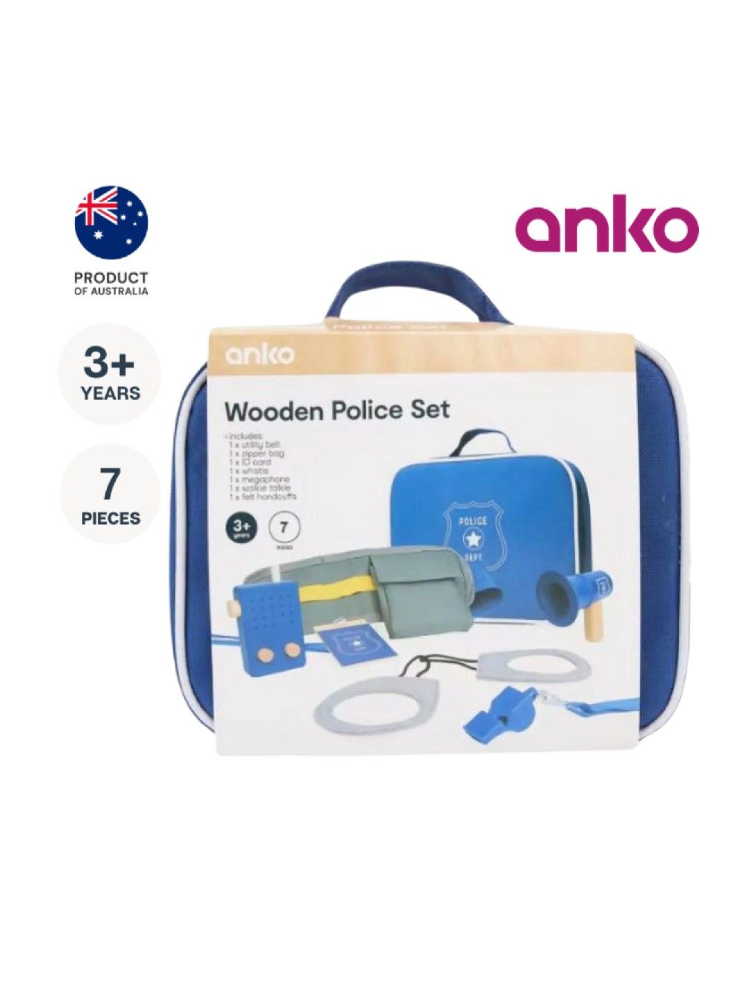 Anko Wooden Police Set (7pcs) (Assorted- Image 1)